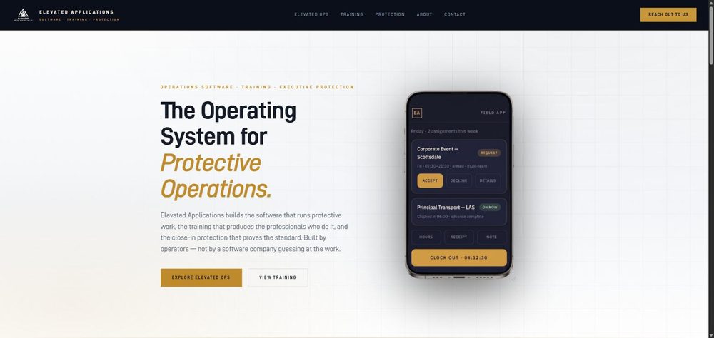 Elevated Applications website